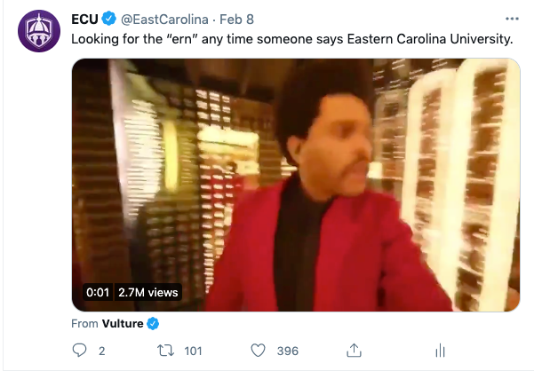 Looking for the “ern” any time someone says Eastern Carolina University.